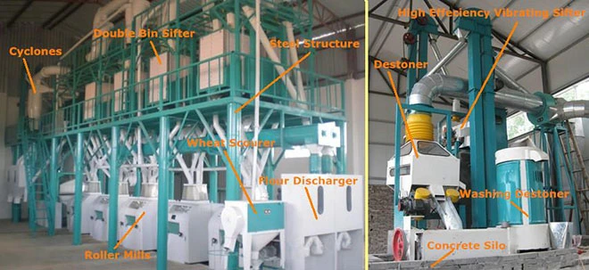 Complete 5-500t/24h Wheat Maize Corn Flour Mill Milling Machine